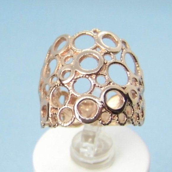 Rose Sterling Silver Wide Ring Italy 6 - Picture 4 of 7